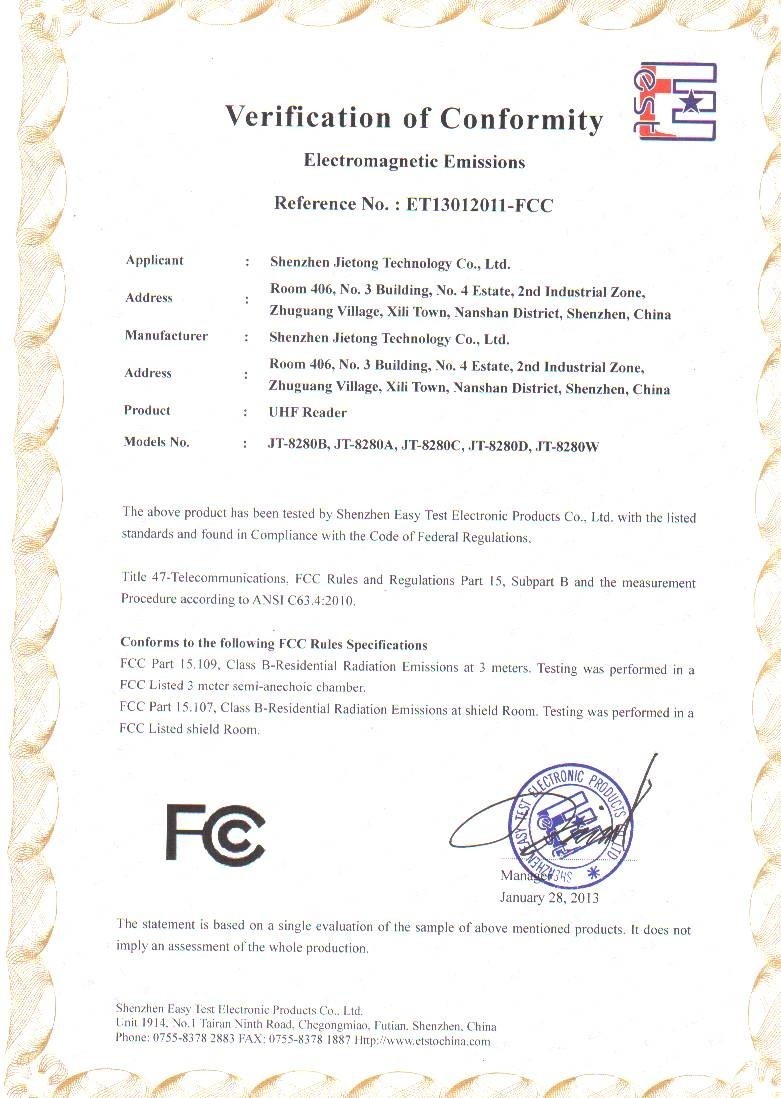 Certification FCC