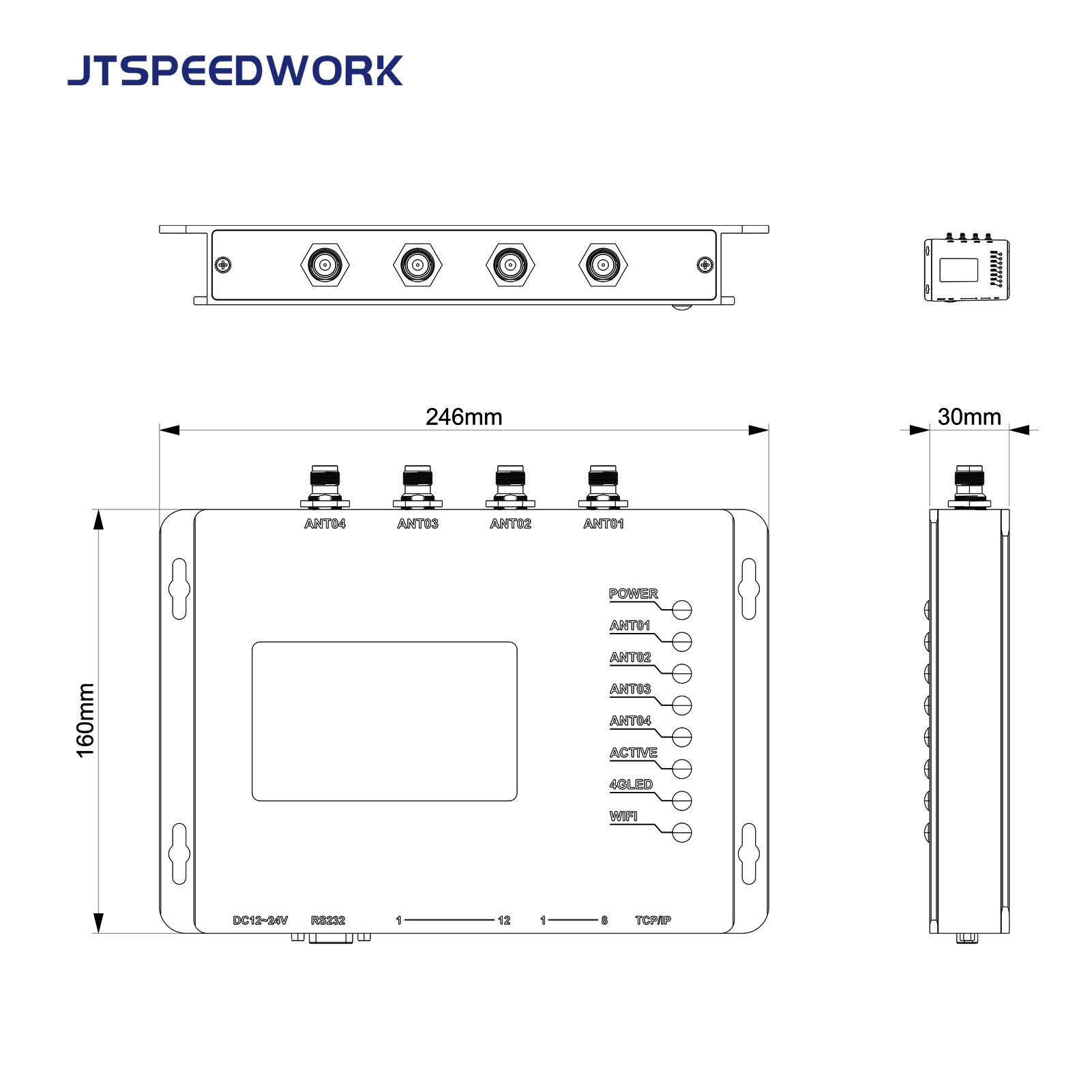 Lecteur RFID UHF fixe JT-928 2/4 ports ISO18000-6C TM200 | Puce Impinj E710 prise en charge