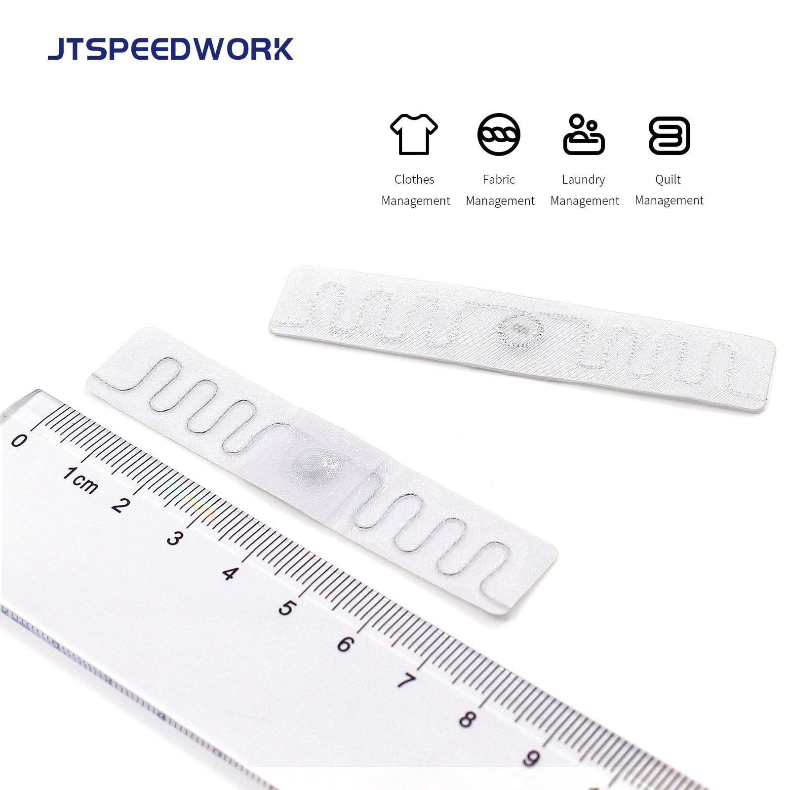 Étiquette RFID lavable en tissu UHF JT-F7515 902-928 MHz 75 x 15 mm