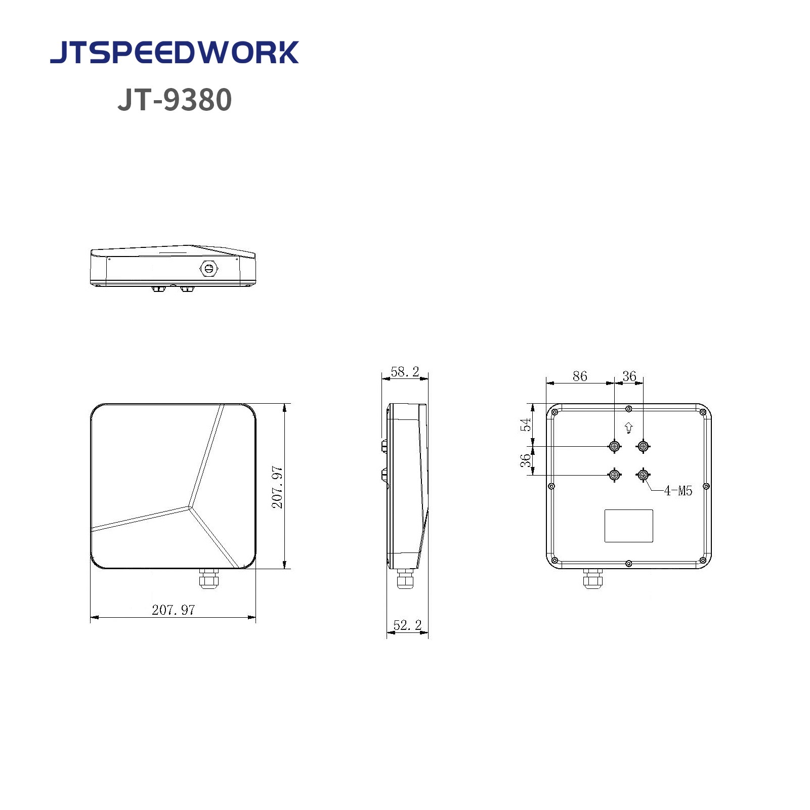 Lecteur intégré RFID UHF 902-928 MHz moyenne portée JT-9380 (0-8 m) - Lecture de plusieurs étiquettes uniquement - Bande de fréquence américaine prise en charge