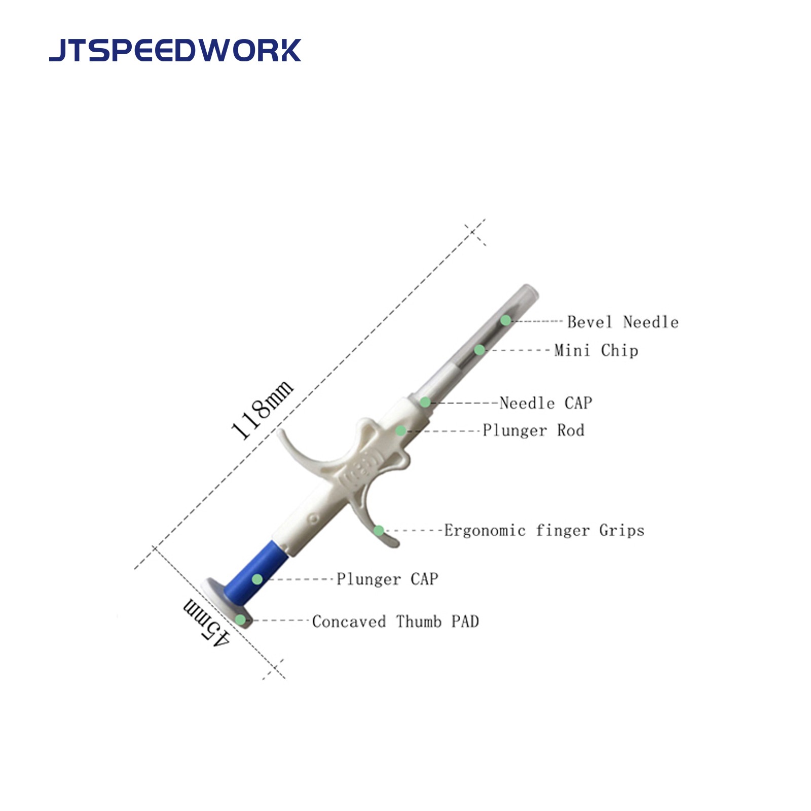 Puce RFID JT-A002 pour l'identification des animaux de compagnie, micropuce de suivi injectable 134,2 kHz, implantation avec aiguille à usage unique